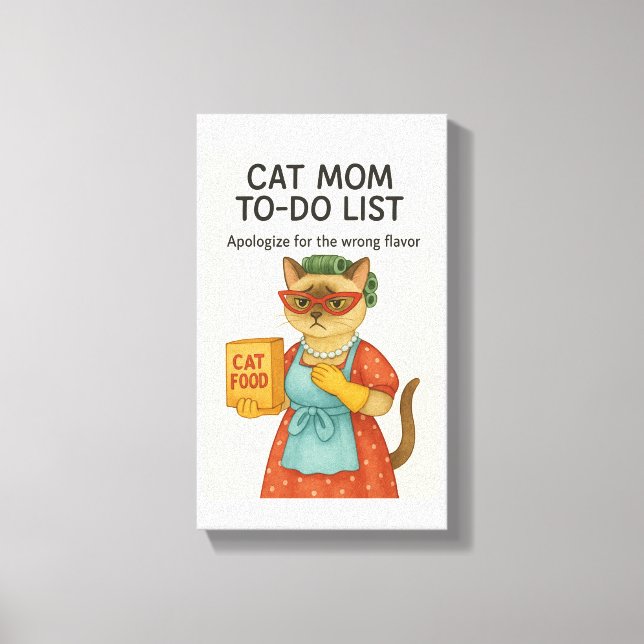 Lienzo Cat Mom to do list funny saying for cat lovers (Anverso)