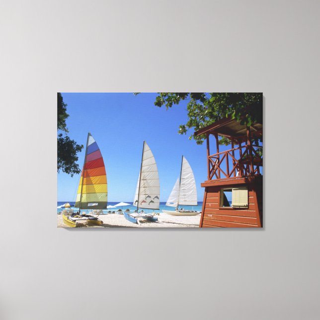 Lienzo Catamaranes Y Salvavidas En La Playa (Anverso)