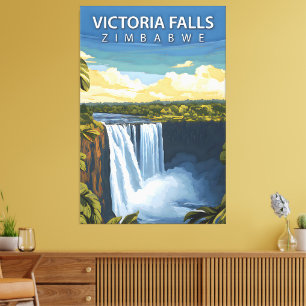 Lienzo Cataratas Victoria - Póster de viaje retro de Zimb