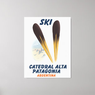 Lienzo Catedral Alta Patagonia, cartel de esquí en Argent