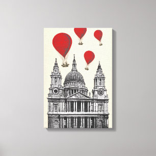 Lienzo Catedral de St Pauls y globos de aire rojo