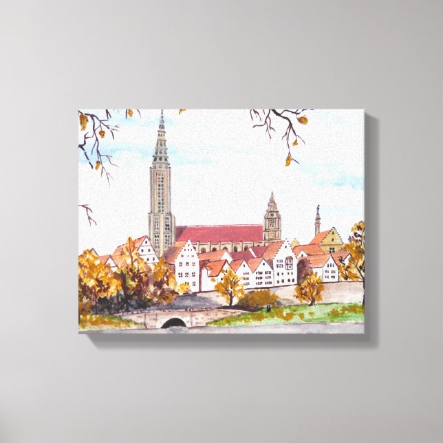 Lienzo Catedral de Ulm en Alemania Pintando Acrílico P (Anverso)