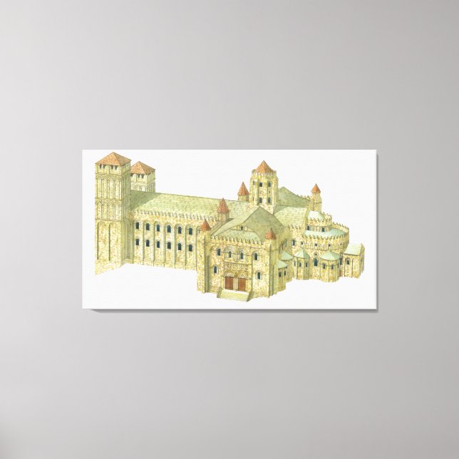 Lienzo Catedral románica de Santiago de Compostela. (Anverso)