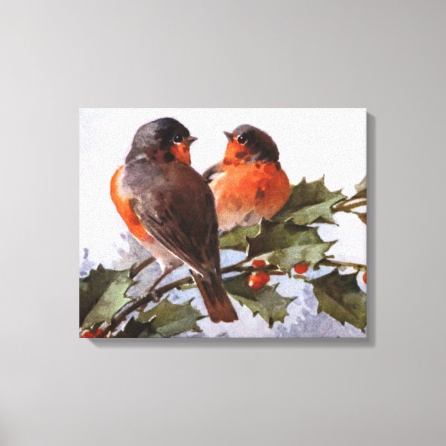 Lienzo Catherine Klein: Robins sobre Holly (Anverso)