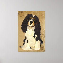 Lienzo Cavalier floral vintage King Charles Canvas