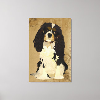 Lienzo Cavalier floral vintage King Charles Canvas