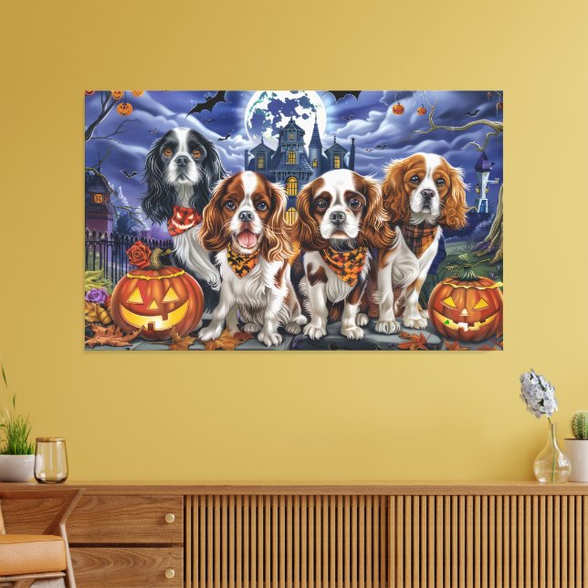 Lienzo Cavalier King Charles Spaniel Halloween Espeluznan (Insitu (Sala de estar))