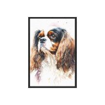 Cavalier King Charles Spaniel Perro en Acuarela
