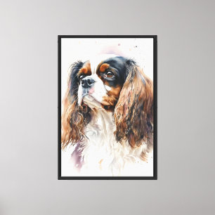 Lienzo Cavalier King Charles Spaniel Perro en Acuarela