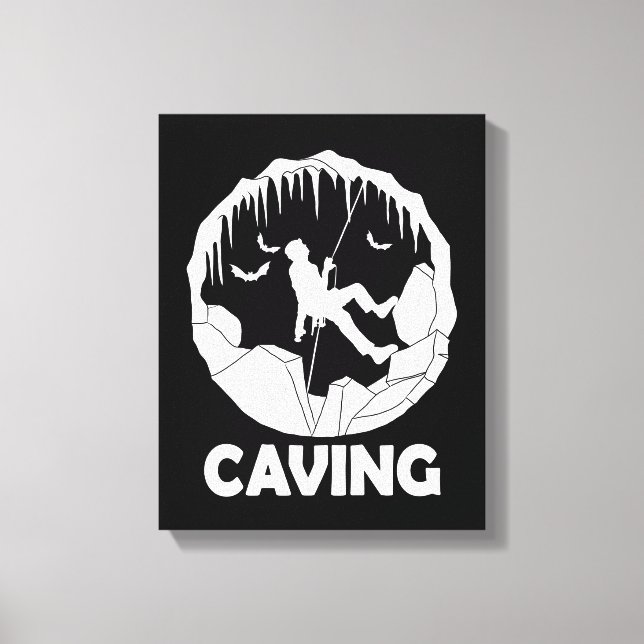 Lienzo Caving - Exploración de cuevas de espeleología (Anverso)