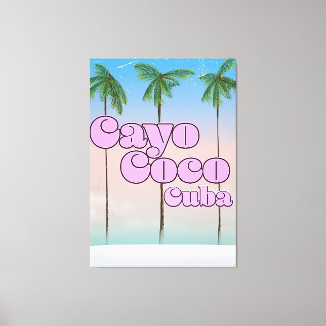 Lienzo Cayo Coco Cuba poster de viajes vintage (Anverso)