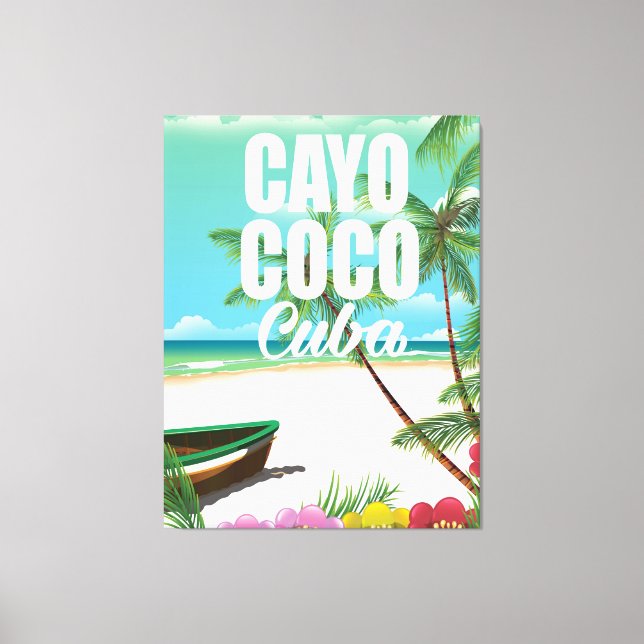 Lienzo Cayo Coco poster de vacaciones en la playa cubana (Anverso)