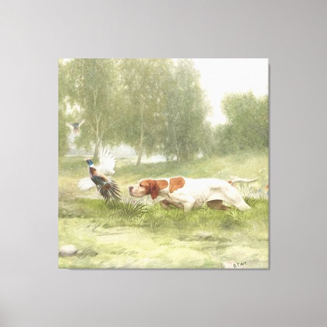 Lienzo Caza de faisanes con puntero (Anverso)
