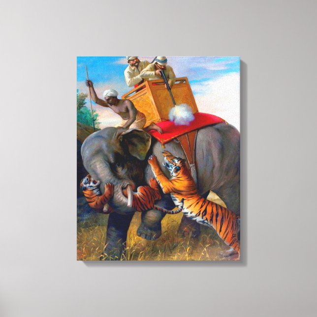 Lienzo Caza de tigres Briton Rivière 1920   (Anverso)