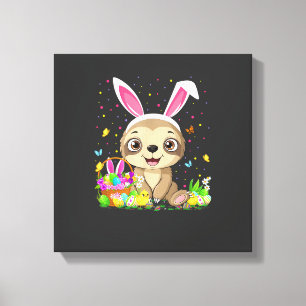 Lienzo Cazador De Huevos De Pascua Perezoso Lindos Conejo