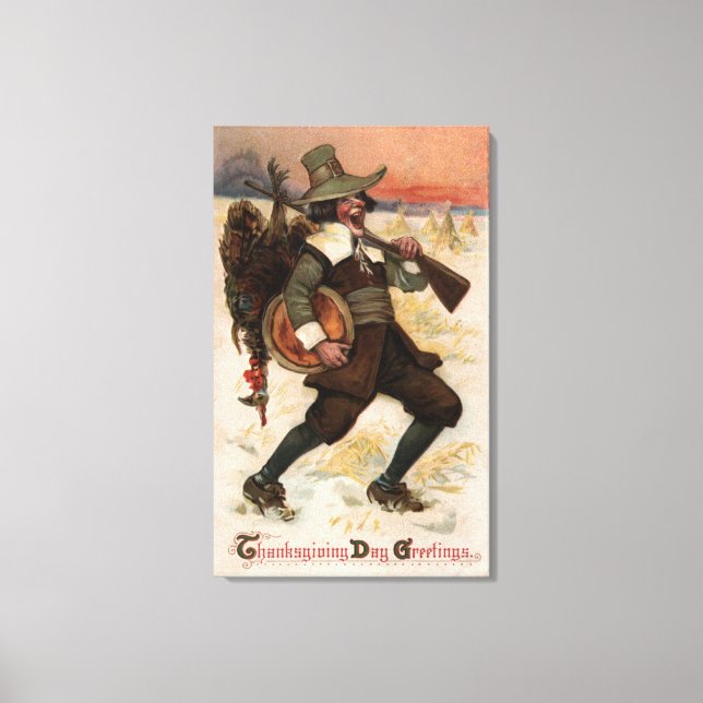 Lienzo Cazador de Turquía muy feliz (Anverso)