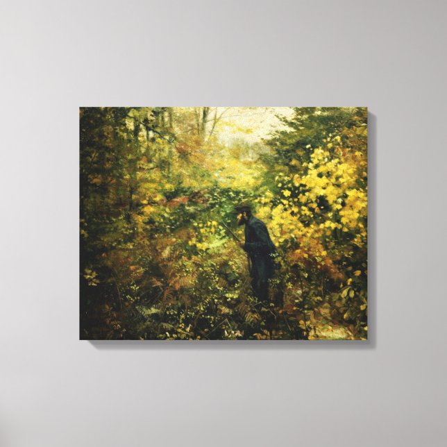 Lienzo Cazador en la selva (por H.A. Brendekilde) (Anverso)