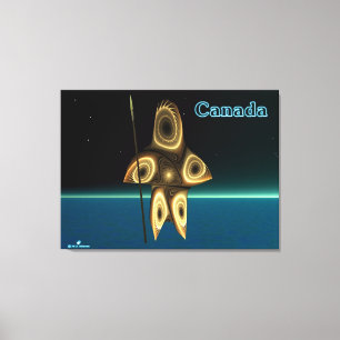 Lienzo Cazador inuit fractal