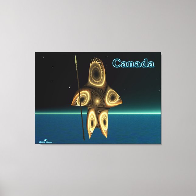 Lienzo Cazador inuit fractal (Anverso)