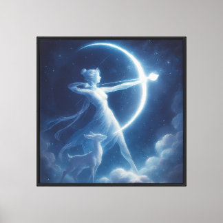 Lienzo Cazadora iluminada por la luna del Reino Celestial