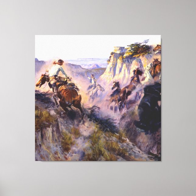 Lienzo “Cazadores de caballos salvajes” de Charles M Russ (Anverso)