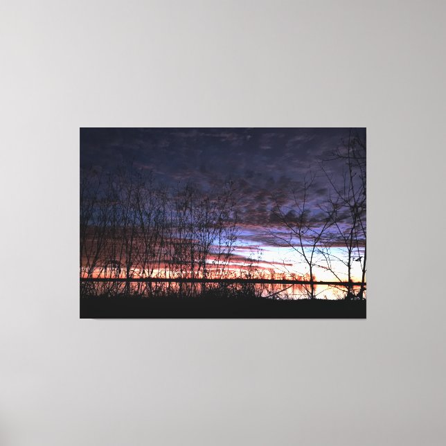 Lienzo Cazadores de pato presencian el amanecer (Anverso)