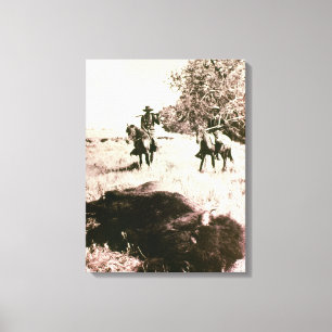 Lienzo Cazadores del bisonte americano (foto de b/w)