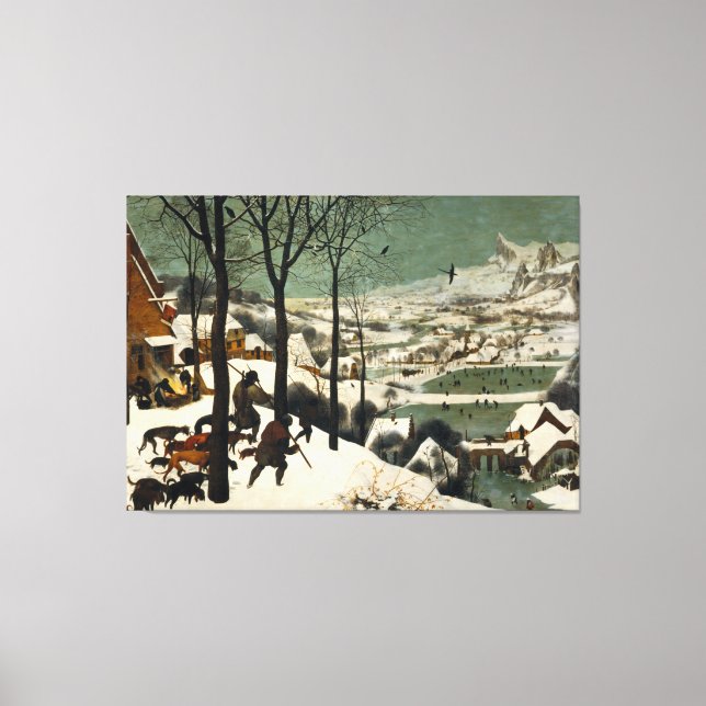 Lienzo Cazadores en la nieve de Pieter Bruegel el anciano (Anverso)