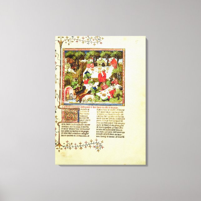 Lienzo Cazadores se deleitan antes de la cacería (Anverso)