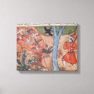 Lienzo Cazando aves, de 'El libro de Kalila y