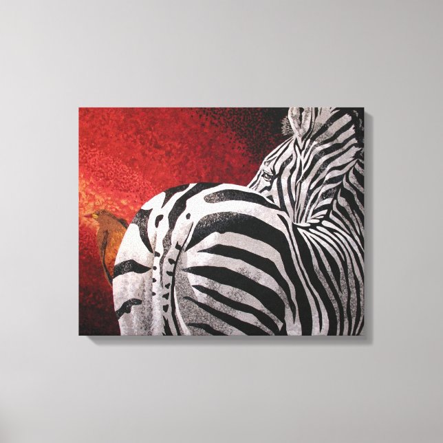 Lienzo Cebra y Oxpecker (Anverso)