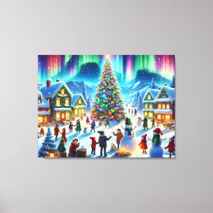 Lienzo Celebración de Navidad de Invierno de las Luces de