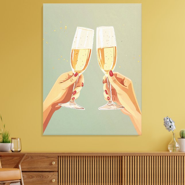 Lienzo Celebración elegante de la tostada de champán (Insitu (Sala de estar))