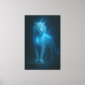 Lienzo Celestial Azure White Tiger – High-End Fantasy Art