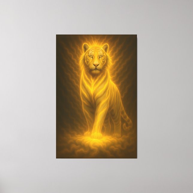 Lienzo Celestial Golden White Tiger – Ascending Divine Au (Anverso)