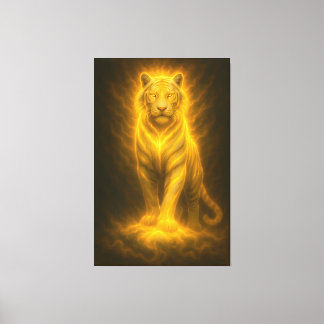 Lienzo Celestial Golden White Tiger – Divine Halo Fine Ar