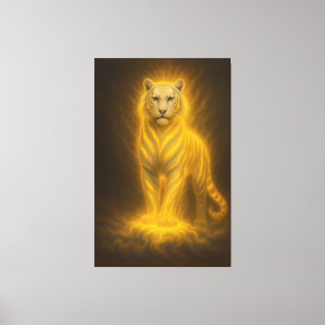 Lienzo Celestial Golden White Tiger – Radiant Divine Powe (Anverso)