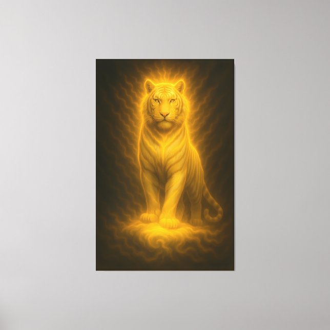 Lienzo Celestial Golden White Tiger – Supreme Radiant Pow (Anverso)