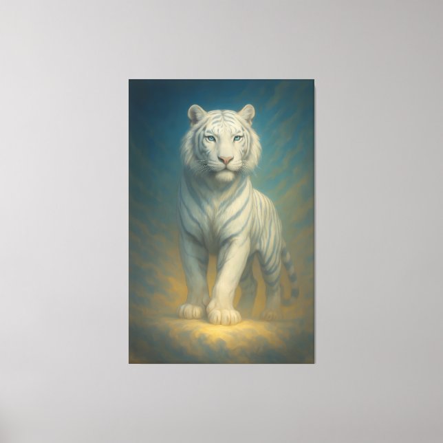 Lienzo Celestial Ice-Aura White Tiger – Frostlight Divine (Anverso)