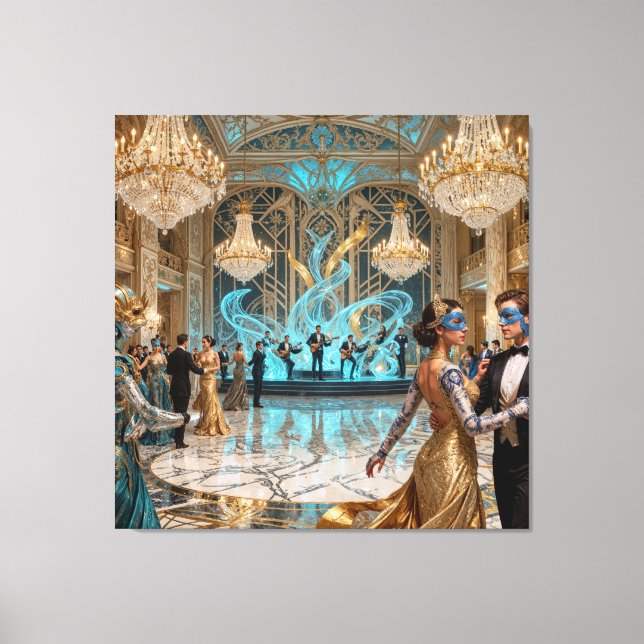 Lienzo Celestial Neo‑Baroque Masquerade Ballroom Fantasy (Anverso)