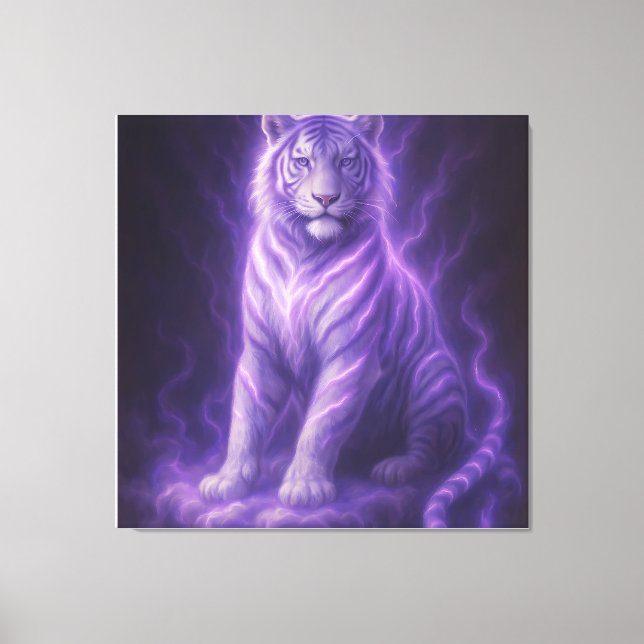 Lienzo Celestial Storm White Tiger – Electric Blue Aura F (Anverso)