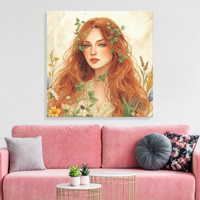 Lienzo Celestial Sun Goddess Boho Wall Art | Radiant (Insitu (Sala de estar))
