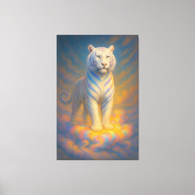 Lienzo Celestial White Tiger – Rainbow Aura Divine Fantas (Anverso)