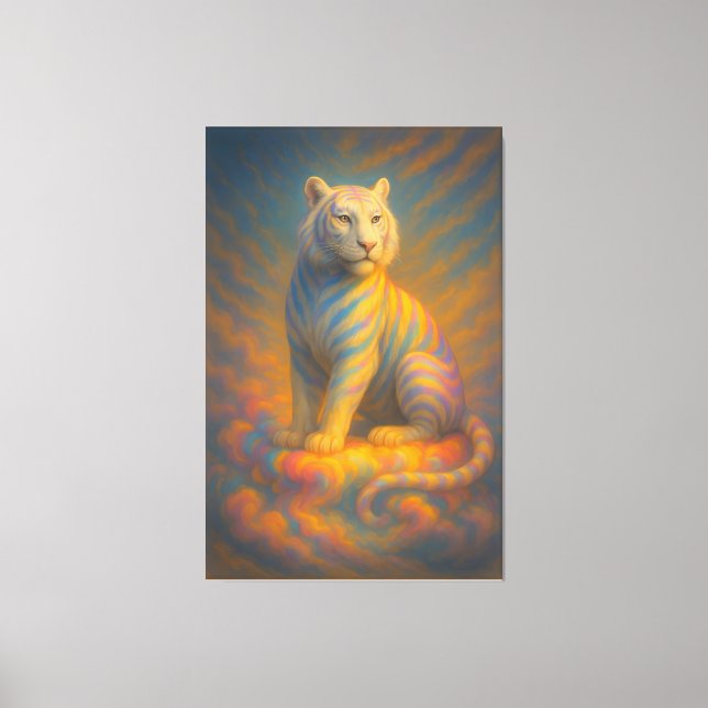 Lienzo Celestial White Tiger – Rainbow Aura Guardian Fant (Anverso)