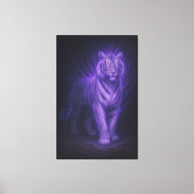 Lienzo Celestial White Tiger – Sapphire Spirit Surge (Anverso)