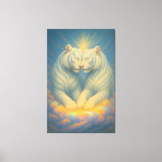 Lienzo Celestial White Tiger Soulmates – Sacred Light Lov (Anverso)