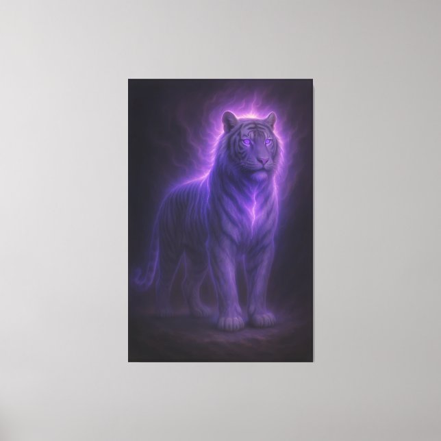 Lienzo Celestial White Tiger – Stormlit Azure Majesty (Anverso)