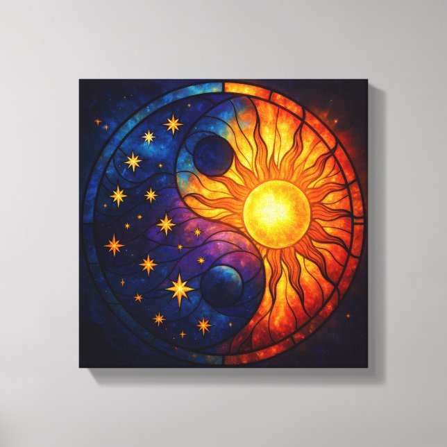 Lienzo Celestial Yin Yang Stained Glass Art (Anverso)