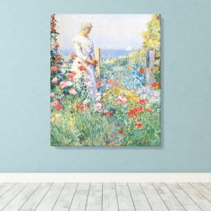 Lienzo Celia Thaxter en su jardín por Childe Hassam