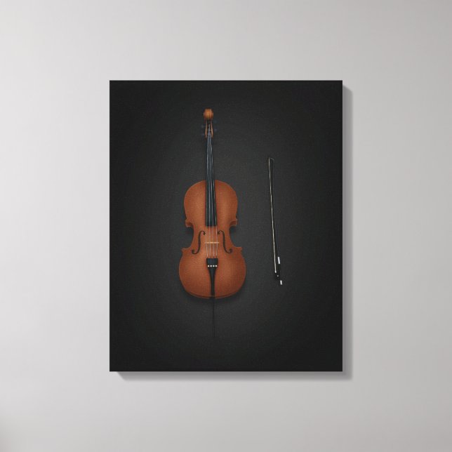Lienzo Cello & Bow lado a lado en negro 16x20 (Anverso)